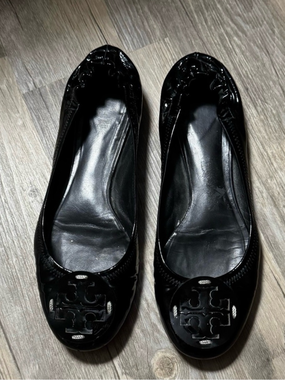 Tory Burch Reva black patent leather flats